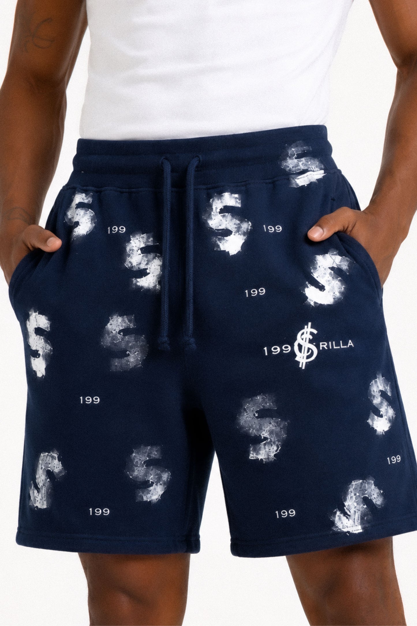 All-Over $ Fleece Shorts (Navy)