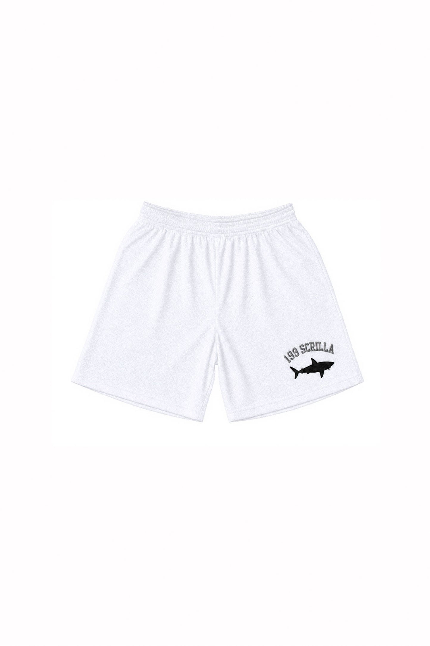 199 Scrilla Shark Mesh Shorts (White)