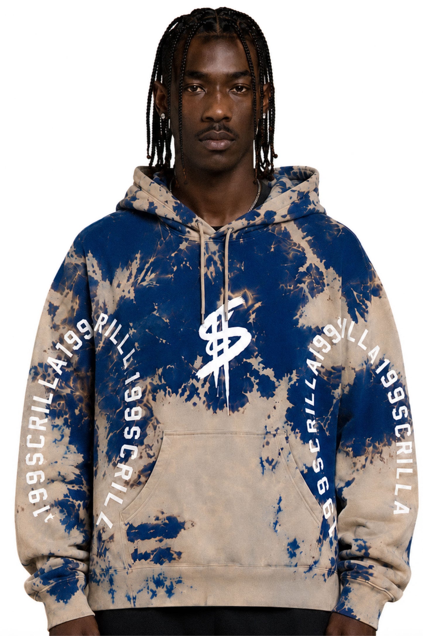 199$crilla Splatter Hoodie (Blue/Sand)