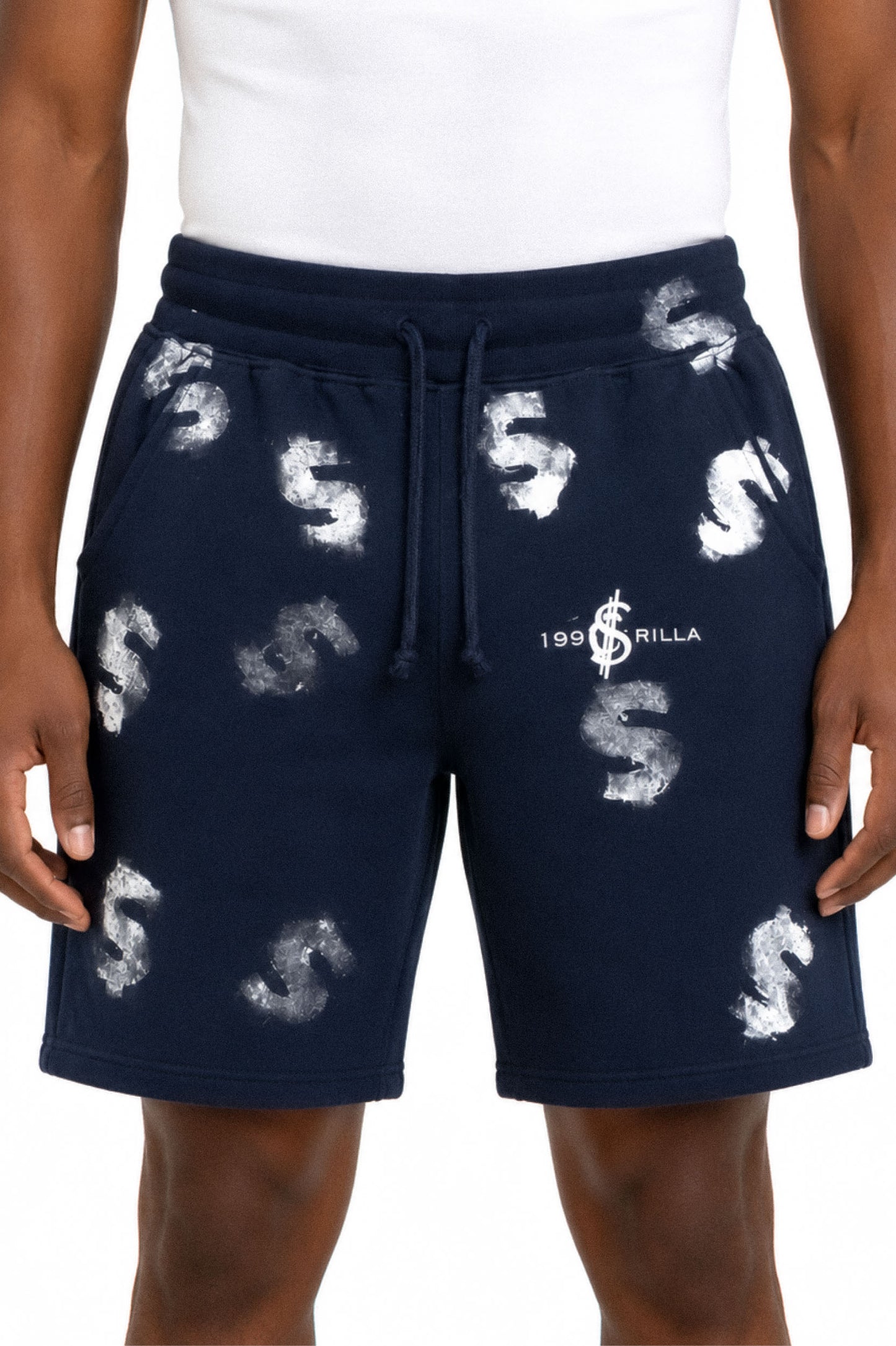 All-Over $ Fleece Shorts (Navy)
