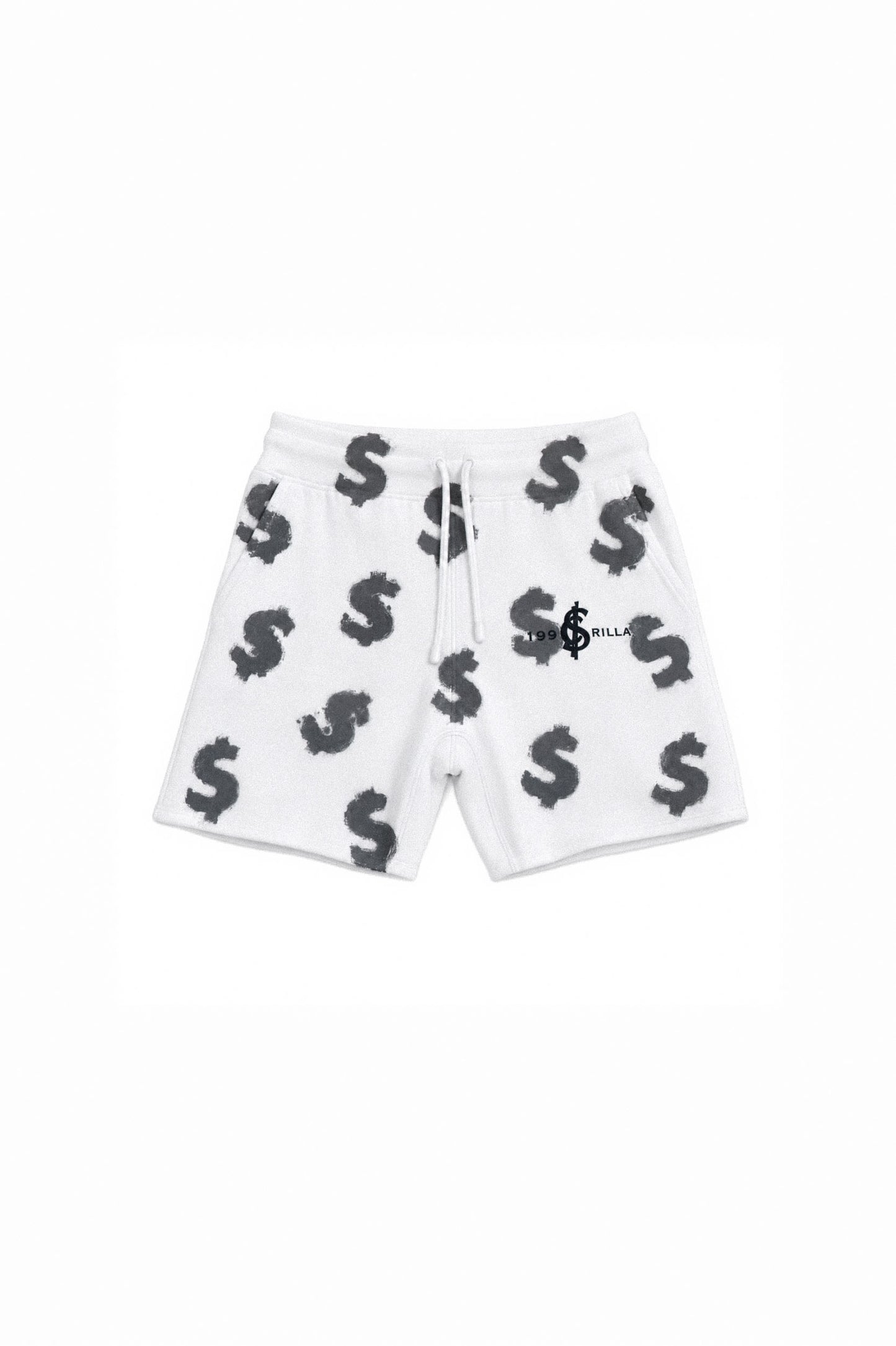 All-Over $ Fleece Shorts (White)