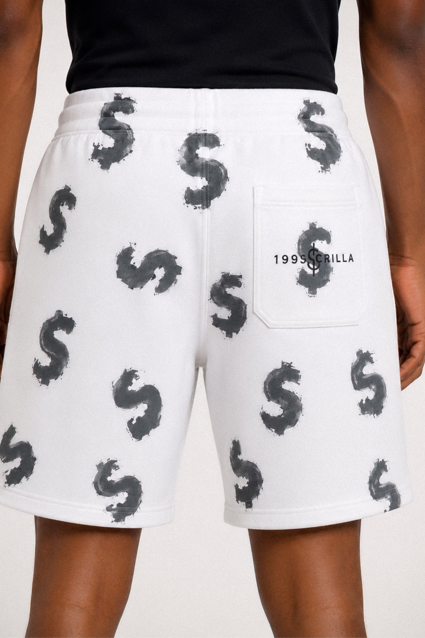 All-Over $ Fleece Shorts (White)